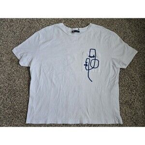 ZARA Women's White Short Sleeve Crew Neck Graphic Cropped T Shirt Tee Top Size L